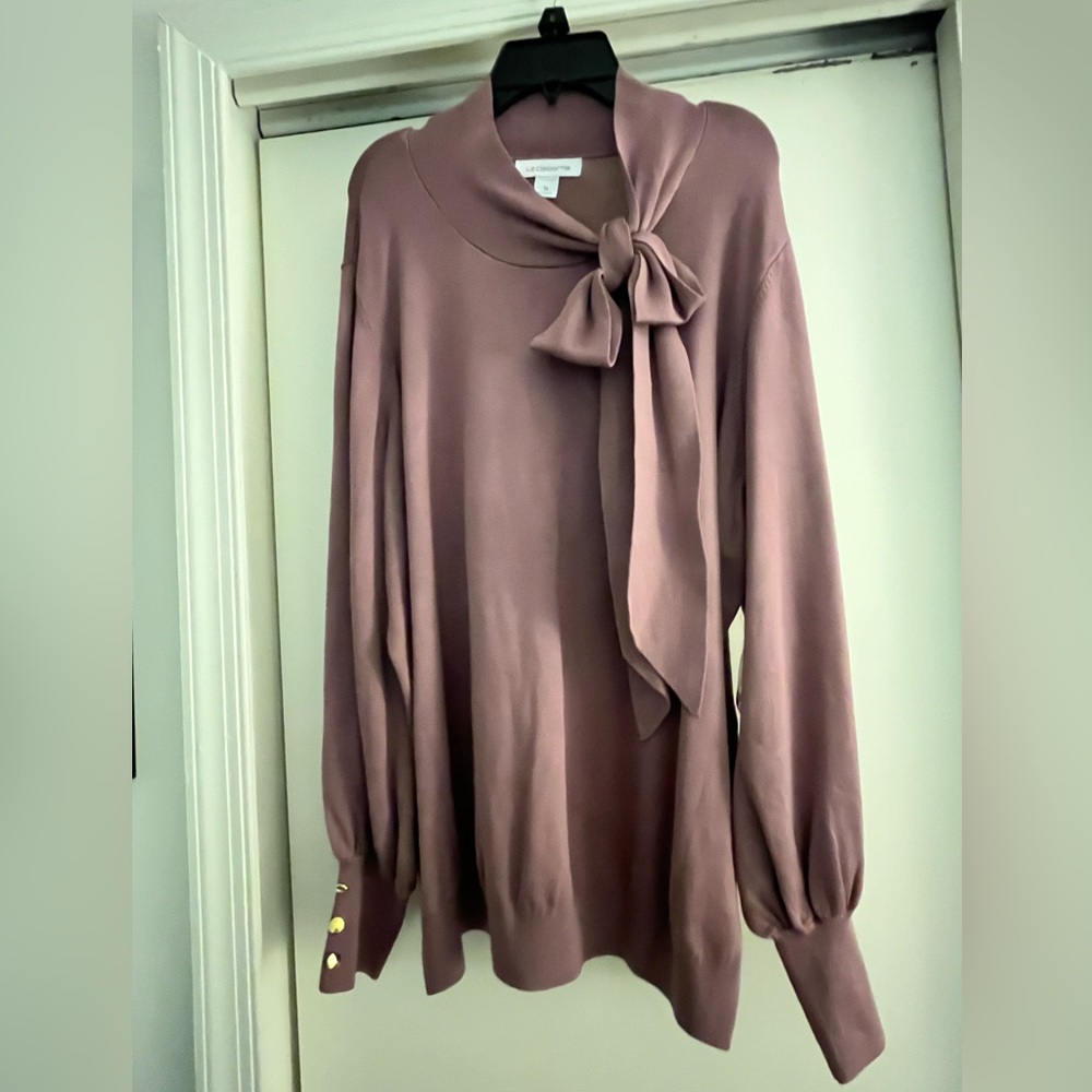 Liz Claiborne Lavender Bow-Tie Women's Sweater 1X
